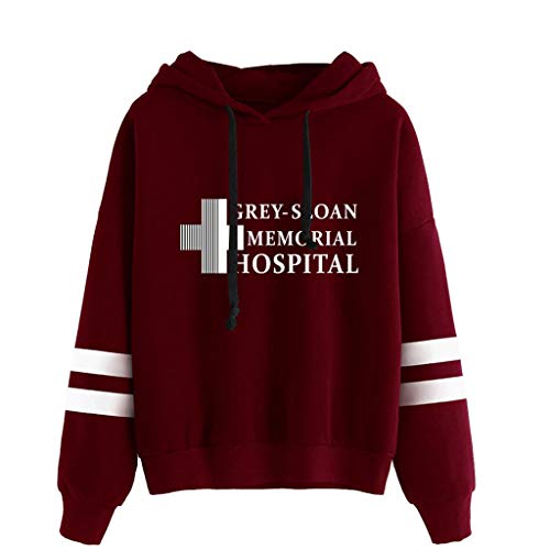 YLWX Herren Damen Hoodies Grey's Anatomy Kapuzenpullover Druck Pullover Sweatshirt Grey-Sloan Memorial Hospital,Red-XS von YLWX