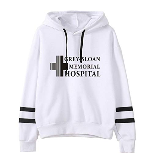 YLWX Herren Damen Hoodies Grey's Anatomy Kapuzenpullover Druck Pullover Sweatshirt Grey-Sloan Memorial Hospital,White-L von YLWX