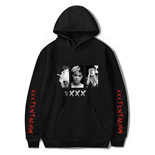 YLWX Herren Kapuzenpulli RIP Xxxtentacion Hoodies Unisex Gedruckte Hooded Sweatshirt Mit Tasch,Black-L von YLWX