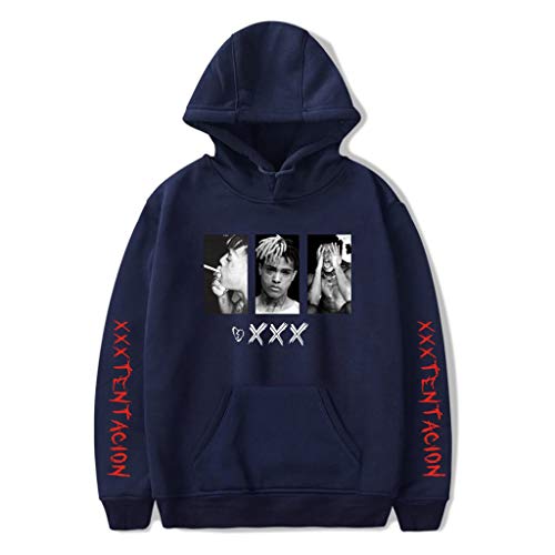 YLWX Herren Kapuzenpulli RIP Xxxtentacion Hoodies Unisex Gedruckte Hooded Sweatshirt Mit Tasch,Blue-S von YLWX