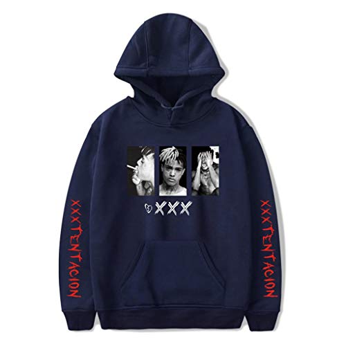 YLWX Herren Kapuzenpulli RIP Xxxtentacion Hoodies Unisex Gedruckte Hooded Sweatshirt Mit Tasch,Blue-XXXXL von YLWX