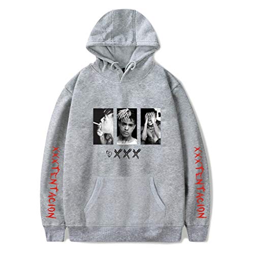 YLWX Herren Kapuzenpulli RIP Xxxtentacion Hoodies Unisex Gedruckte Hooded Sweatshirt Mit Tasch,Grey-M von YLWX