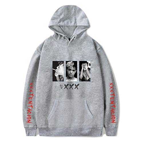 YLWX Herren Kapuzenpulli RIP Xxxtentacion Hoodies Unisex Gedruckte Hooded Sweatshirt Mit Tasch,Grey-S von YLWX