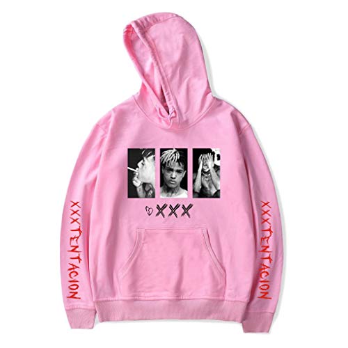 YLWX Herren Kapuzenpulli RIP Xxxtentacion Hoodies Unisex Gedruckte Hooded Sweatshirt Mit Tasch,Pink-M von YLWX