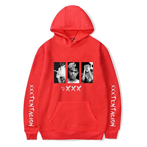 YLWX Herren Kapuzenpulli RIP Xxxtentacion Hoodies Unisex Gedruckte Hooded Sweatshirt Mit Tasch,Red-L von YLWX