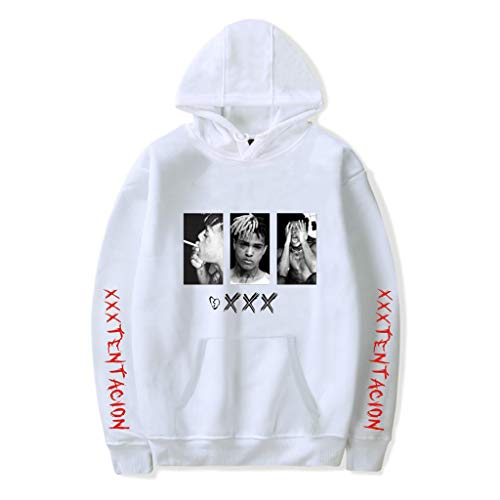 YLWX Herren Kapuzenpulli RIP Xxxtentacion Hoodies Unisex Gedruckte Hooded Sweatshirt Mit Tasch,White-M von YLWX