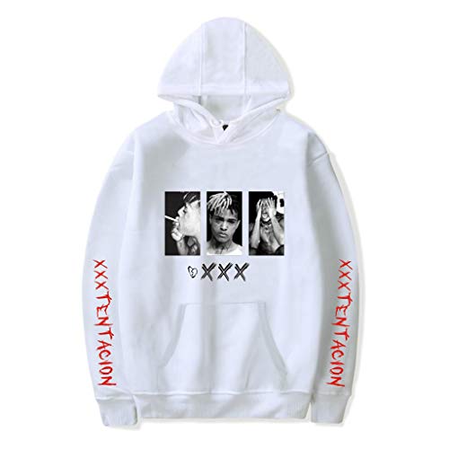 YLWX Herren Kapuzenpulli RIP Xxxtentacion Hoodies Unisex Gedruckte Hooded Sweatshirt Mit Tasch,White-XL von YLWX