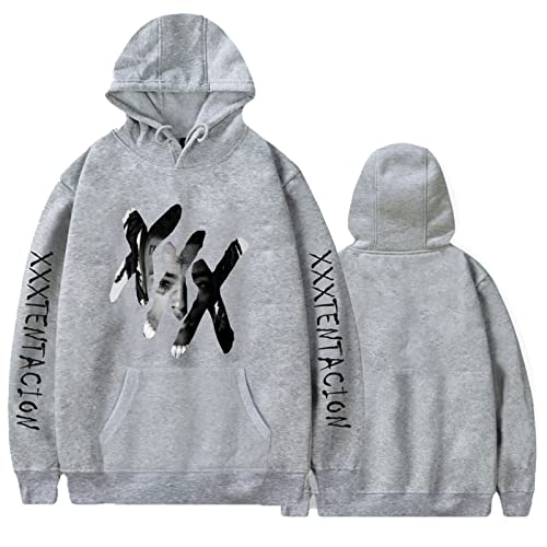 YLWX Herren und Damen Kapuzenpullover Xxxtentacion Hoodie Frühling Locker Langarm Crew Neck 3D Gedruckt Kapuzensweatshirt (Color : Grey, Size : L) von YLWX