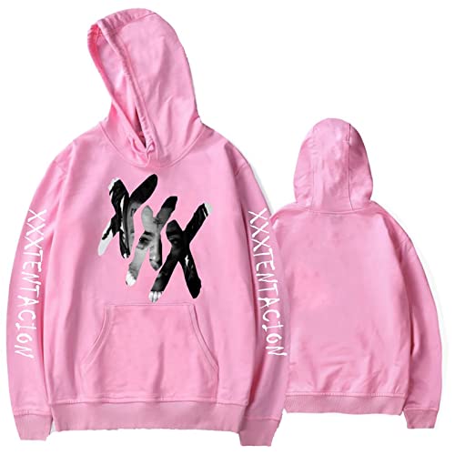 YLWX Herren und Damen Kapuzenpullover Xxxtentacion Hoodie Frühling Locker Langarm Crew Neck 3D Gedruckt Kapuzensweatshirt (Color : Pink, Size : M) von YLWX