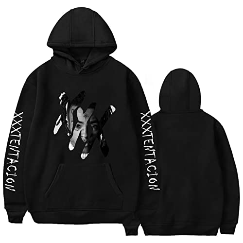 YLWX Herren und Damen Kapuzenpullover Xxxtentacion Hoodie Frühling Locker Langarm Crew Neck 3D Gedruckt Kapuzensweatshirt (Color : Schwarz, Size : 4XL) von YLWX