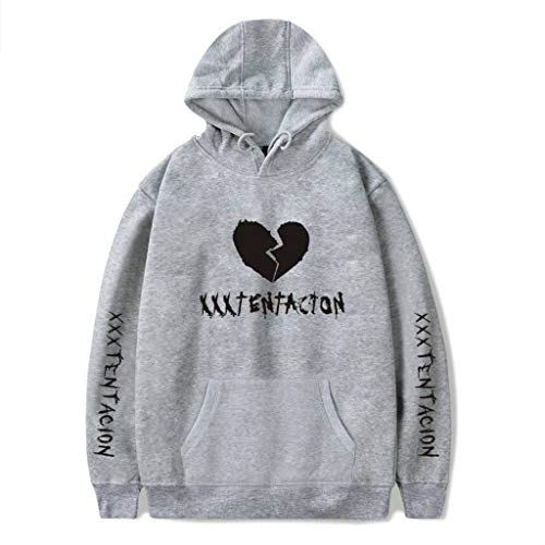 YLWX Hoodies Unisex Xxxtentacion Gebrochenes Herz Kapuzenpullover Langarm Pullover Sweatshirt,Grey-XS von YLWX