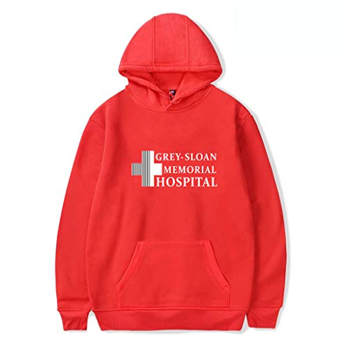 YLWX Mens Womens Hoodies Grey's Anatomy Frühling Und Winter Sweatshirt Grey-Sloan Memorial Hospital,Red-M von YLWX