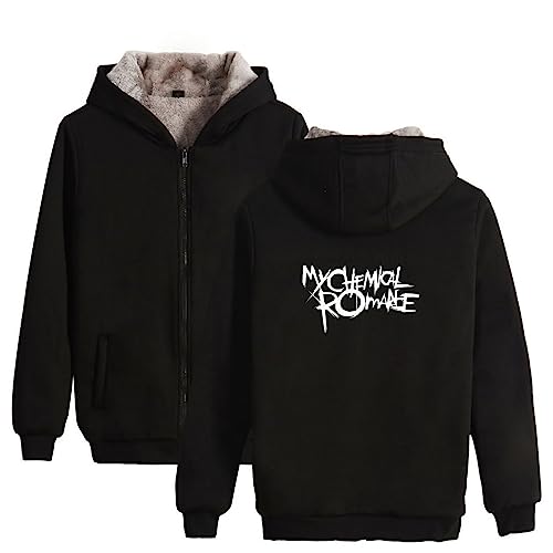 YLWX Unisex Hoodie My Chemical Romance Kapuzenpullover Lässiger Pullover Langärmeliges Zipper Thicken Sweatshirt (Color : Schwarz, Size : XXL) von YLWX