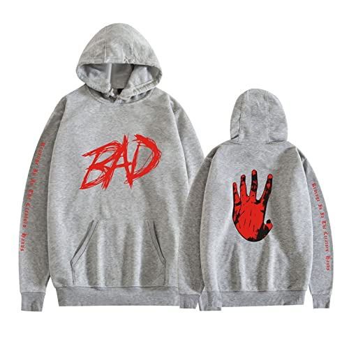 YLWX Xxxtentacion Kapuzenpullover Herren und Damen Hoodies Locker Langarm Crew Neck Pullover 3D Gedruckt Kapuzensweatshirt (Color : Gray, Size : 4XL) von YLWX