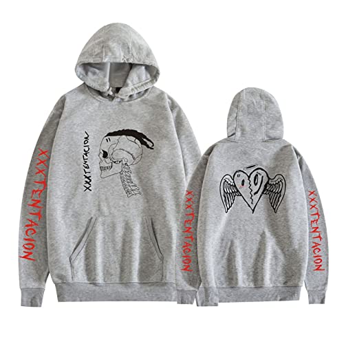 YLWX Xxxtentacion Kapuzenpullover für Herren und Damen Hoodies Langarm Sport Pullover Gedruckt Kapuzensweatshirt (Color : Gray, Size : L) von YLWX