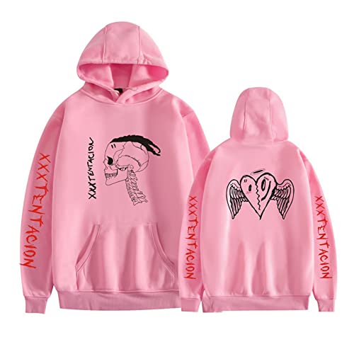 YLWX Xxxtentacion Kapuzenpullover für Herren und Damen Hoodies Langarm Sport Pullover Gedruckt Kapuzensweatshirt (Color : Pink, Size : M) von YLWX