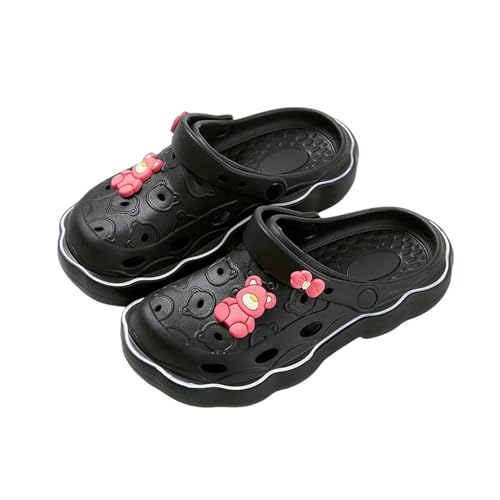 Sandalen Damen Sommer Sandalen DIY Niedliche Cartoon Clogs Frauen 3Cm Plattform Strandschützen Höhlenloch Weiblich Für Studenten Mädchen-Schwarz-38-39 von YLXCKGS