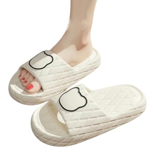 YLXCKGS Flip-Flops, dicke Sohle, Sommer-Slides für Herren, rutschfest, große Größe 49, weiche Sandalen, Damen-Flip-Flops, Cartoon-Bär-Schuh, A White, 265 Fit foot 255-260 von YLXCKGS