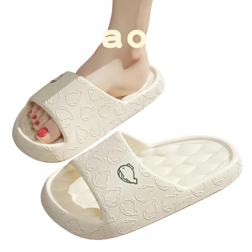 YLXCKGS Flip-Flops, dicke Sohle, Sommer-Slides für Herren, rutschfest, große Größe 49, weiche Sandalen, Damen-Flip-Flops, Cartoon-Bär-Schuh, B Beige, 275 Fit foot 265-270 von YLXCKGS