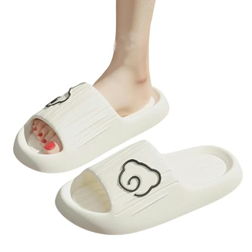 YLXCKGS Flip-Flops, dicke Sohle, Sommer-Slides für Herren, rutschfest, große Größe 49, weiche Sandalen, Damen-Flip-Flops, Cartoon-Bär-Schuh, C Weiß, 265 Fit foot 255-260 von YLXCKGS