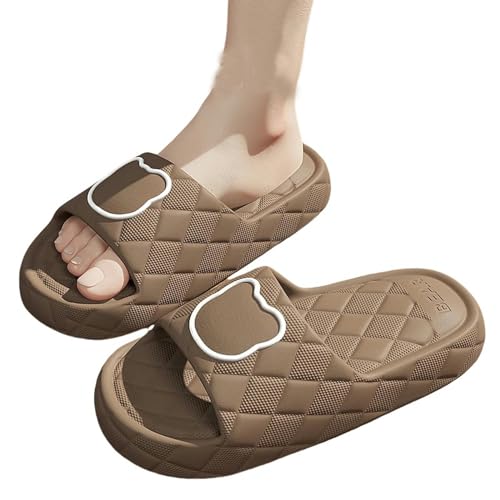 YLXCKGS Flip-Flops, dicke Sohle, Sommer-Slides für Herren, rutschfest, große Größe 49, weiche Sandalen, Damen-Flip-Flops, Cartoon-Bär-Schuh, Ein Braun, 255 Fit foot 245-250 von YLXCKGS