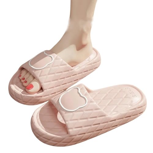 YLXCKGS Flip-Flops, dicke Sohle, Sommer-Slides für Herren, rutschfest, große Größe 49, weiche Sandalen, Damen-Flip-Flops, Cartoon-Bär-Schuh, Rosa, 235 Fit foot 225-230 von YLXCKGS