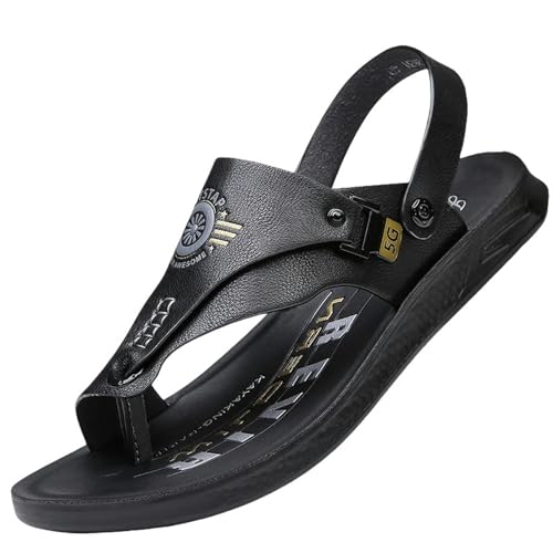 YLXCKGS Flip-Flops Casual Flip-Flops Herren Sommer Anti-Rutsch Outdoor Dual-Use Sandalen Ultra-Feine Sperrholz Hausschuhe Sandalen für Herren, Schwarz , 39 EU von YLXCKGS