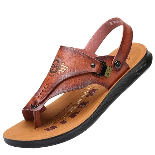 YLXCKGS Flip-Flops Casual Flip-Flops Herren Sommer Anti-Rutsch Outdoor Dual-Use Sandalen Ultra-Feine Sperrholz Hausschuhe Sandalen für Herren, braun, 38 EU von YLXCKGS