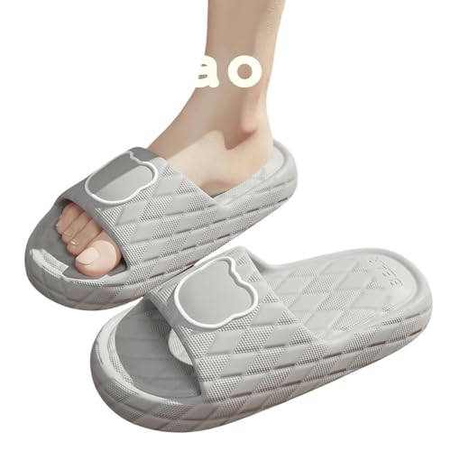 YLXCKGS Flip-Flops Dicke Sohle Sommer Dias Herren Bad Anti-Rutsch Slipper Große Größe 49 Weiche Sandalen Frauen Flip-Flops Cartoon Bär Schuh-A-Grau-275 Fit Fuß 265-270 von YLXCKGS