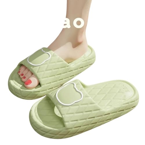 YLXCKGS Flip-Flops Dicke Sohle Sommer Dias Herren Bad Anti-Rutsch Slipper Große Größe 49 Weiche Sandalen Frauen Flip-Flops Cartoon Bär Schuh-A-Grün-265 Fit Fuß 255-260 von YLXCKGS