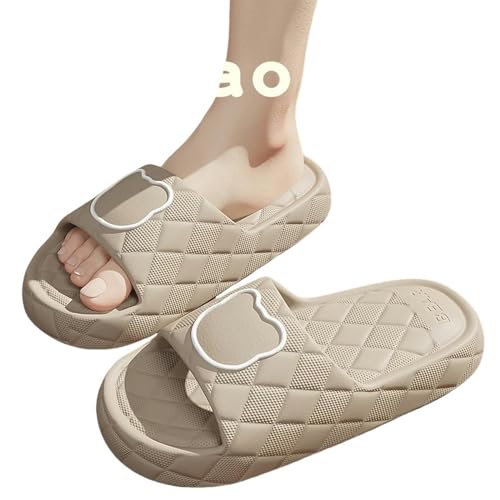 YLXCKGS Flip-Flops Dicke Sohle Sommer Dias Herren Bad Anti-Rutsch Slipper Große Größe 49 Weiche Sandalen Frauen Flip-Flops Cartoon Bär Schuh-A-Khaki-285 Fit Fuß 275-280 von YLXCKGS