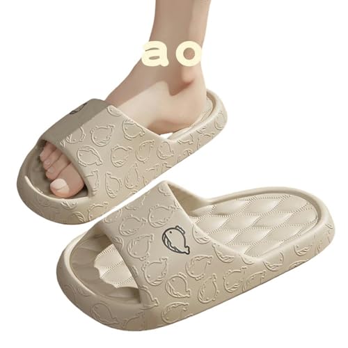 YLXCKGS Flip-Flops Dicke Sohle Sommer Dias Herren Bad Anti-Rutsch Slipper Große Größe 49 Weiche Sandalen Frauen Flip-Flops Cartoon Bär Schuh-B-Khaki-275 Fit Fuß 265-270 von YLXCKGS