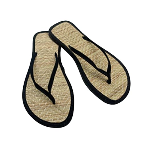 YLXCKGS Flip-Flops Frauen Flat Flip-Flops Hausschuhe Bequeme Rutschfeste Sandalen Bambus Rattan Flip Flop Home Badezimmer Mode Hausschuhe-Schwarz-38 von YLXCKGS