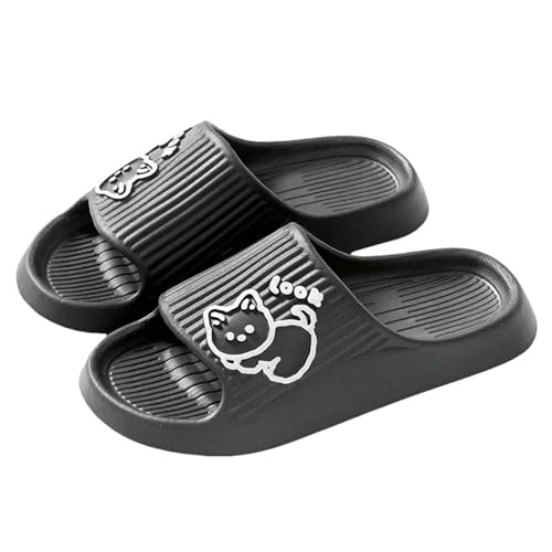 YLXCKGS Flip-Flops Herren Damen Sandalen Anti-Rutsch Verschleißfest EVA Dicke Sohle Bequeme Home Slippers Badezimmer Flip Flops, Schwarz A, 42-43 fit41-42foot von YLXCKGS