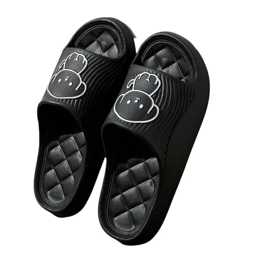 YLXCKGS Flip-Flops Herren Hausschuhe Damen Hausschuhe Badezimmer Dusche rutschfest Hund Cartoon Flip Flops Strand Frauen Hausschuhe Sandalen, Schwarz , 40-41(fit 39-40) von YLXCKGS