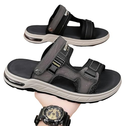 YLXCKGS Flip-Flops Herren Sandalen Sommer Weicher Soled Anti Slip Beach Schuhe Herren Große Flip-Flops Casual Outwear Sandalen-Grau-38 von YLXCKGS