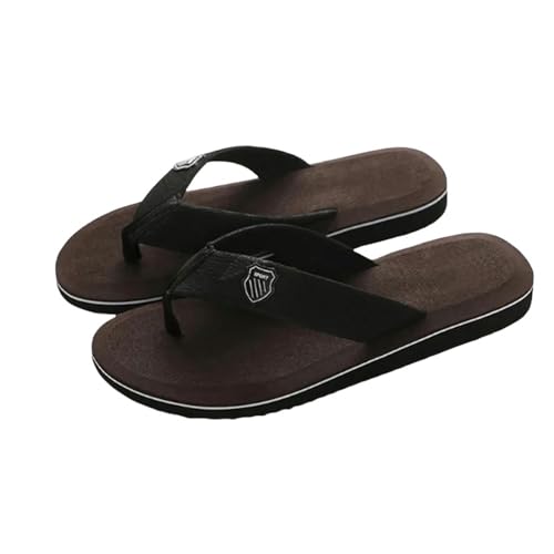 YLXCKGS Flip-Flops Männer Hausschuhe Außerhalb Strand Flache Flip-Flop Casual Hausschuhe Indoor Zuhause Männliche Anti-Rutsch Schuhe String Sandalen-Braun-43 (26,5Cm) von YLXCKGS