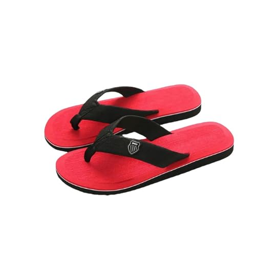 YLXCKGS Flip-Flops Männer Hausschuhe Außerhalb Strand Flache Flip-Flop Casual Hausschuhe Indoor Zuhause Männliche Anti-Rutsch Schuhe String Sandalen-Rot-42 (26Cm) von YLXCKGS