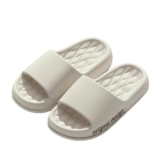 YLXCKGS Flip-Flops Männer Hausschuhe Sommer Strand Rutschen Dicke Sohle Frauen Badezimmer Anti-Rutsch Weiche Sandalen Mode Ultra-Light-Weiß-36-37 von YLXCKGS