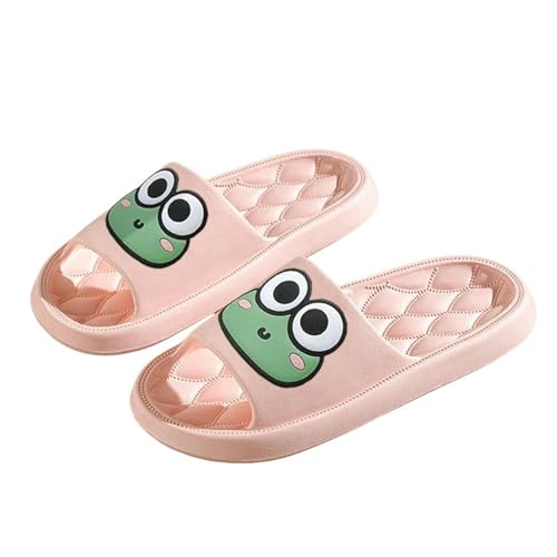 YLXCKGS Flip-Flops Sommer Haushalt Hausschuhe Für Frauen Männer Flache Rutschfeste Cartoon Frosch Flip-Flops Sandalen Innen Und Im Freien-Ein Rosa-38-39 von YLXCKGS