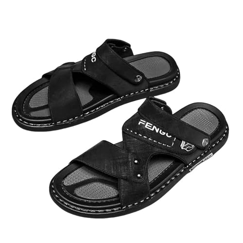 YLXCKGS Flip-Flops Sommer-Männer Im Freien Sandalen Haus In Innenräumen Flache Schuhe Nicht Rutscher Weicher Boden Beach Slipper Street Flip-Flops-Schwarz-40 von YLXCKGS