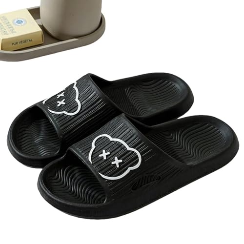 YLXCKGS Flip-Flops Sommerbadezimmer Haushaltsrückschlauche Flache Nicht-Rutschen, Cartoon Beach Damensandalen Im Innen- Und Außenbereich-Schwarz-38 von YLXCKGS