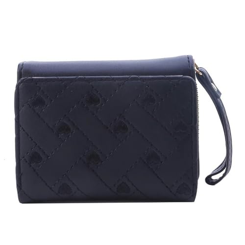 YLXCKGS Geldbörse Damen Geldbörse Tri Fold Kartentasche Pu Multi Objekte Tasche Short Mode Bestickte Liebe Muster Minimalist-Schwarz von YLXCKGS