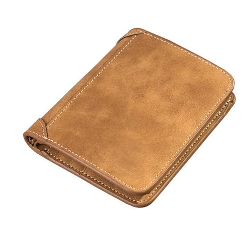 YLXCKGS Geldbörse Männer Brieftaschen Kreditkarte/Ausweishalter Vintage Marke Männliche Brieftasche Hochwertige Pu -Lederfoto Halter Faltbare Kurztasche-Style Einen Kaffee von YLXCKGS