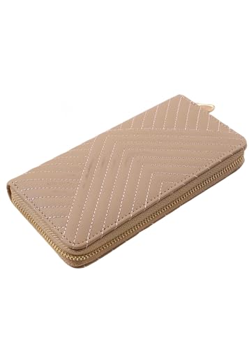 YLXCKGS Geldbörse Mode Einfarbige Pu Geldbörse Mädchen Reißverschluss Druck Clutch Bag Temperament Einfache Nählinie Münze Geldbörse-Khaki von YLXCKGS