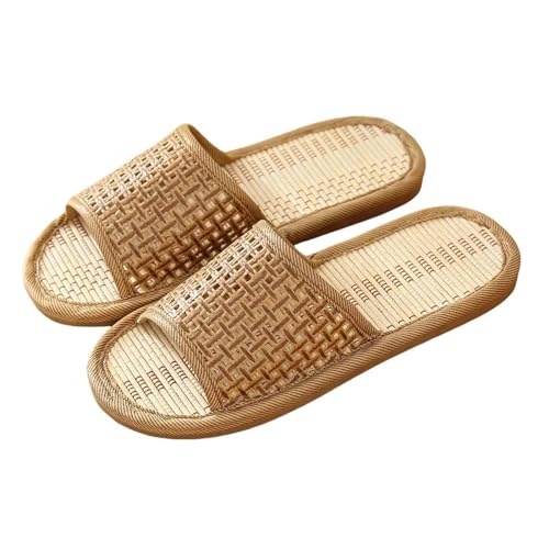 YLXCKGS Sandalen Damen Sommer Bambus Rattan Gras Sommer Haus Strohhalmschuppen Innendickte Weichholzboden Sandalen Sandalen-A-36-37 von YLXCKGS