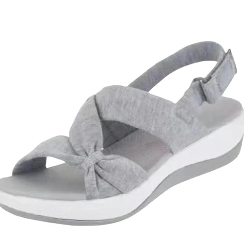 YLXCKGS Sandalen Damen Sommer Frauen Sandalen Sommer Geschlossene Toe Sandalen Frauen Bogenplattform Keile Sandalen Plus Größe 43-Grau-35 von YLXCKGS