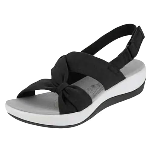 YLXCKGS Sandalen Damen Sommer Frauen Sandalen Sommer Geschlossene Toe Sandalen Frauen Bogenplattform Keile Sandalen Plus Größe 43-Schwarz-35 von YLXCKGS