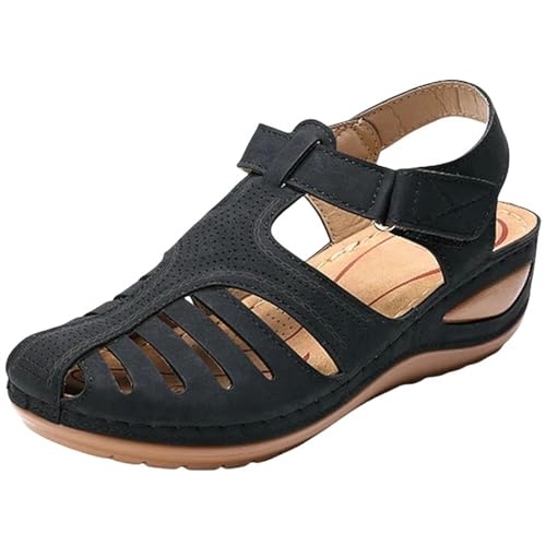 YLXCKGS Sandalen Damen Sommer Frauenschuhe Atmungsaktiv-Schwarz-36 von YLXCKGS