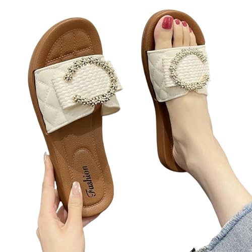 YLXCKGS Sandalen Damen Sommer Hausschuhe Für Frauen Sommer Outwear Edition Soft Beach Soft Sohle Coole Hausschuhe Für Frauen-Weiss-38 von YLXCKGS